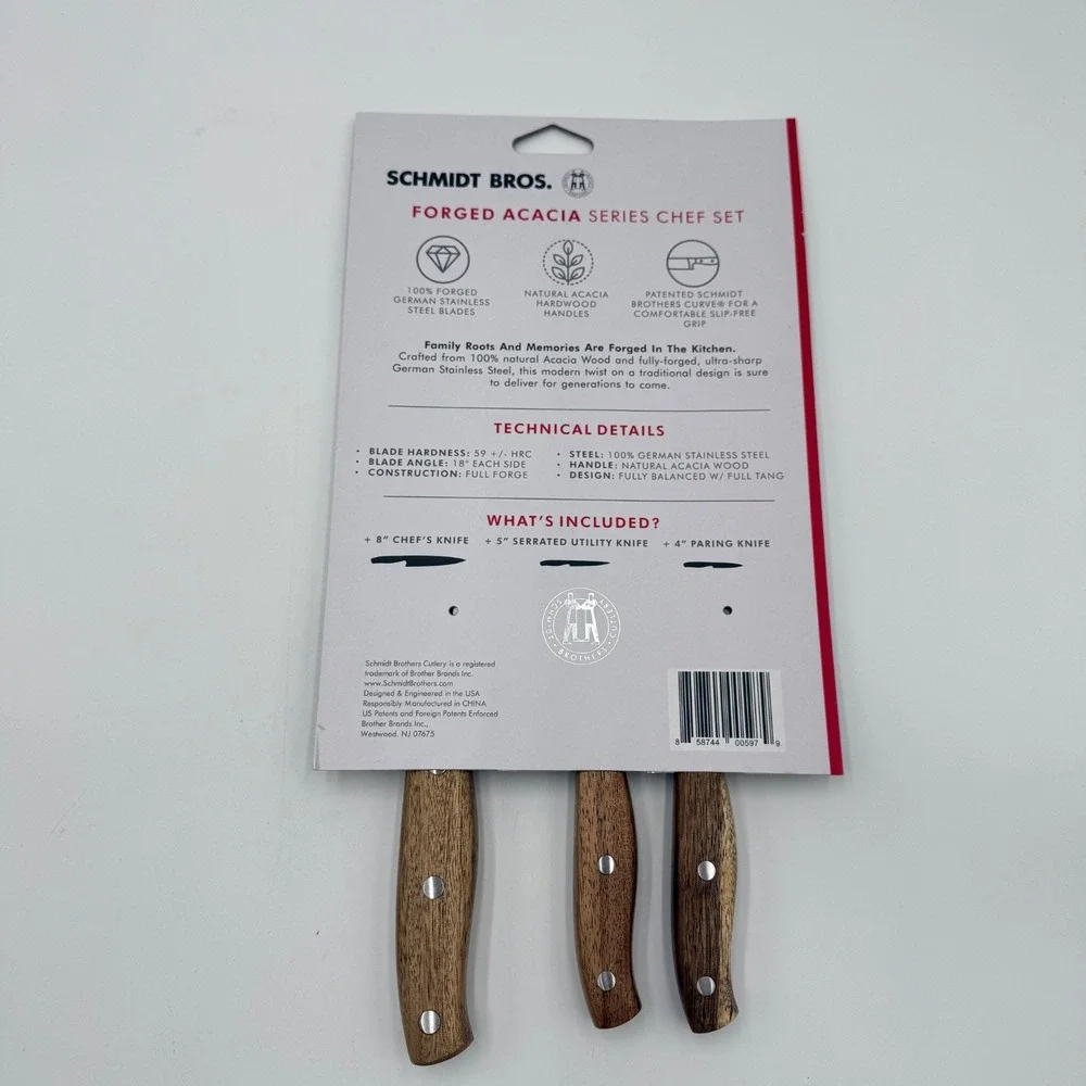 Schmidt Bros Cutlery Chef Knife 3 Piece Set New